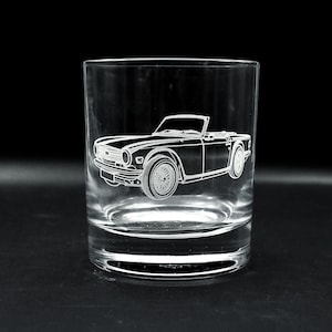 Bicchiere da whisky per auto Triumph TR6, in confezione regalo, perfetto regalo personalizzato per la festa del papà, compleanno, Natale, automobilista d'epoca