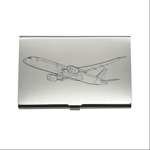 Boeing 787 Dreamliner Jet Aircraft Steel Business Card Holder Case- Aviation Commercial Pilot Aircraft Engineer Sales Promotional Gift