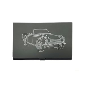 Klassischer Triumph TR250 Auto-Kartenhalter - Business-Kreditkartenhülle - Gravur für klassischen Automobilausstellungsraum Verkaufsförderndes Geschenk