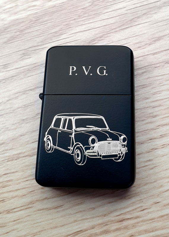 Austin Mini Cooper Car Windproof Refillable Lighter - Choice of Colours -  Vintage Car Drivers Smokers Premium Personalised Gift Idea