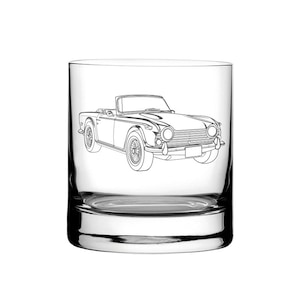 Triumph TR250 Car 300ml 10.5oz Tumbler Whisky Glass - EnF Exclusive Design - Great Vintage Car Club Drivers Birthday Wedding Gift
