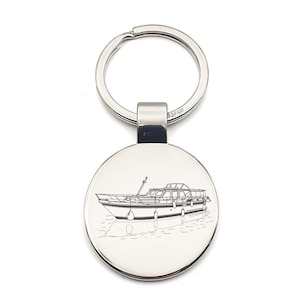 Personalised Stevens 1140 Canal Yacht Keyring - Choose Design -  River Cruise Nautical Themed House Keys Keychain Work Office Gift