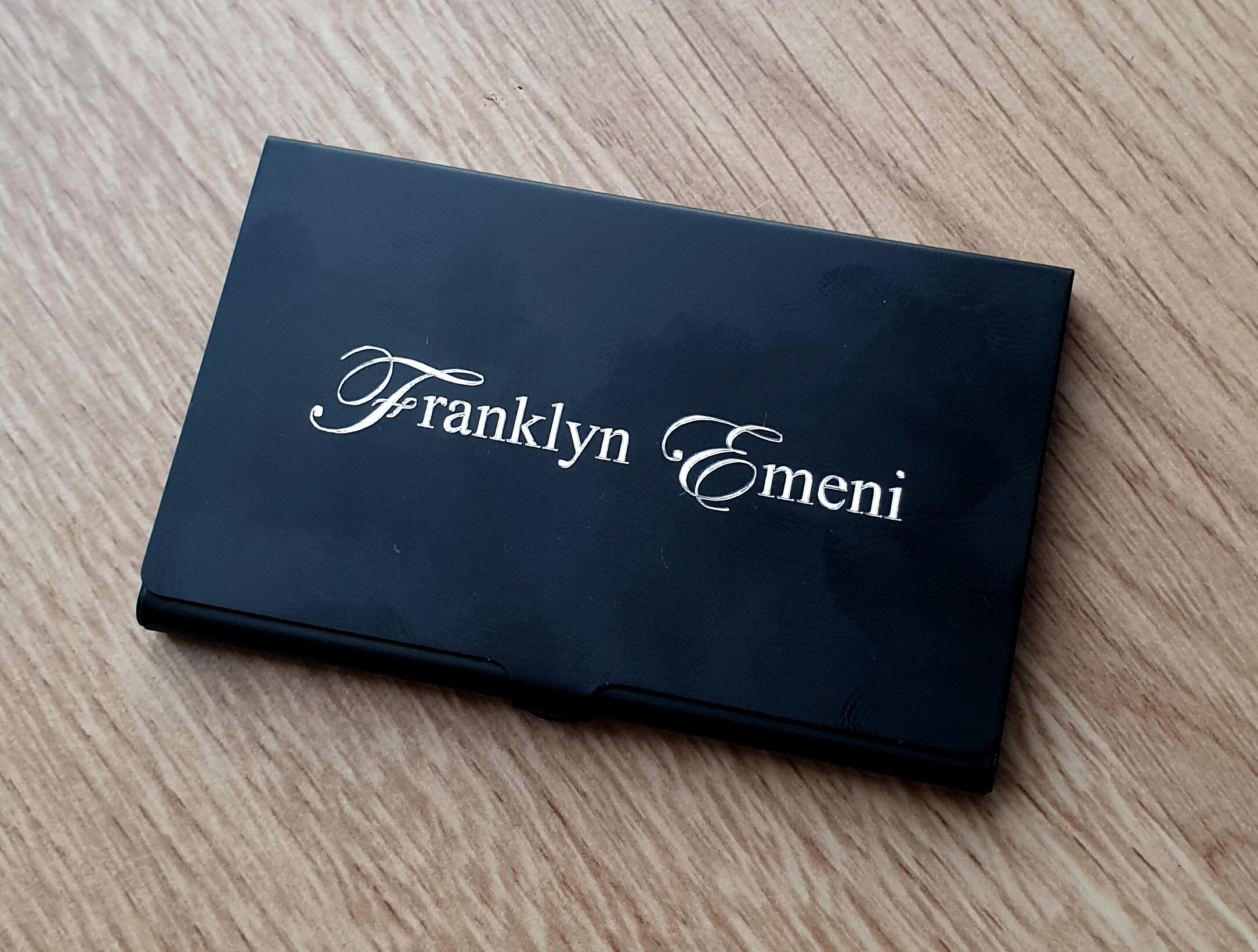 Black Aluminium Business Card Holder Have Your Own | Etsy UK