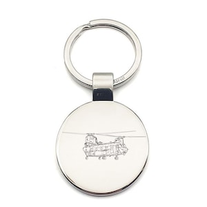 Personalised Chinook Helicopter Keyring  - Choose Design - Military Pilot Aviation Themed House Keys Keychain Work Office Gift