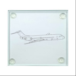 Personalisierter Fokker 100 Jet Aircraft Glass Drinks Coaster - kommerzieller Pilot, Simulation oder Luftfahrt-Enthusiasten Home Pilot Lounge Geschenk