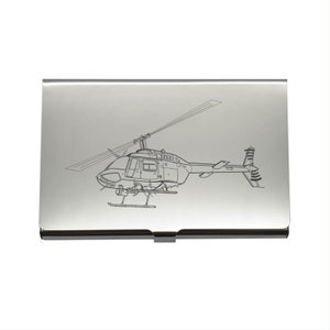 Porta-cartão de visita de crédito e débito para helicóptero Bell Jet Ranger – ideia de presente perfeita para instrutores de pilotos de polícia, escolas de vôo e muito mais