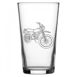 Personalised Classic Yamaha DT125 Enduro Motorcycle Conical Beer Glass - Superb Bikers Motorbike Offroad Birthday Retirement Wedding Gift