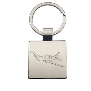 Personalised Beechcraft Baron Aircraft Keyring - Choose Design - Private Pilot Engineer Aviation Themed House Key Keychain Work Office Gift