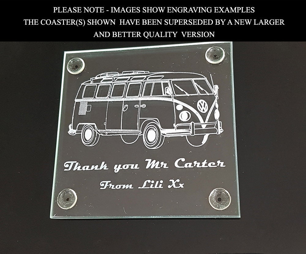 Glass Coaster With Volkswagen Campervan Design Glass Coaster With Volkswagen Campervan Design
