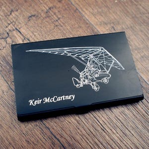 Pegasus Microlight Trike Card Holder – Pilot Gift, Aviation Business Card Case, Credit & Debit Card Wallet Personalised