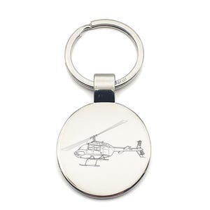 Personalised Bell Jet Ranger Helicopter Keyring  - Choose Design - Rotor Pilot Aviation Themed House Keys Keychain Work Office Gift