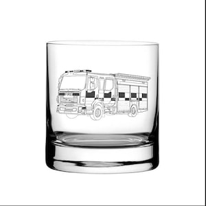 Personalised Fire Engine Truck Tumbler Glass - EnF Engraving Design - Superb Drinks gift Idea for Firefighters 1st Responders