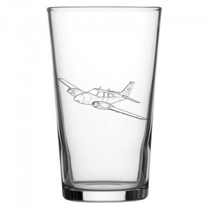 Personalised Beechcraft Baron Aircraft Conical Beer Glass - Superb Engraved Birthday Retirement Wedding Gift for Plane Enthusiasts