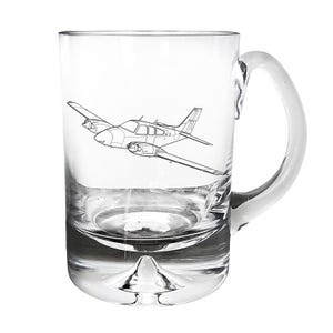 Personalised Beechcraft Baron Aircraft Tankard Glass  - Choose Tankard Design - Aviation Twin Pilot Crew Birthday Wedding Retirement Gift