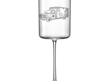 US EMS Ambulance Wine Glass |  Ideal Personalised Emergency Medical Retirement Wedding Birthday Gift | Select Style