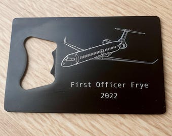Bombardier CRJ 700 900 Aircraft Bottle Opener Selection - Can Personalise - Commercial Pilot Plane Spotter Aviation Home Bar Birthday Gift