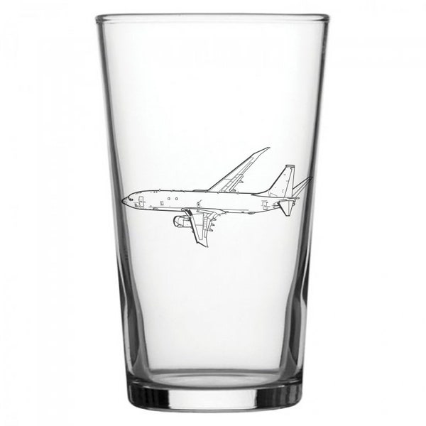 Personalised Boeing P8 Poseidon Aircraft Conical Beer Glass - Superb Engraved Birthday Retirement Wedding Gift for Plane Enthusiasts