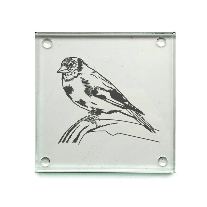 EnFEngraving Gold Finch Bird Coaster