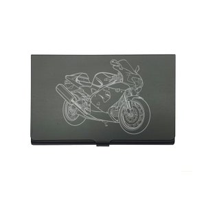 Porta biglietti da visita di debito di credito nero per moto Aprilia RSV Mille R - Idea regalo di marketing commerciale per showroom di motociclisti superbi