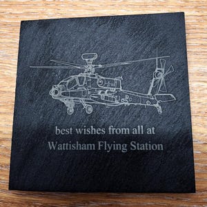 Apache Helicopter Drinks Coaster Selection - Military Aviation Pilot Gift for Home Work Office Table - Presentation Box - Select Style