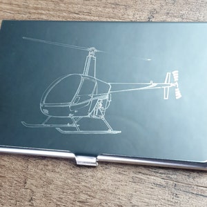 R22 Helikopterpiloot Instructeur Steel Credit Debit Business Card Holder- Flying School Sight Seeing Business Marketing Gift