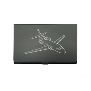 Dassault Falcon 900 Jet Aircraft Schwarz Visitenkartenhalter - Personalisierte Privat kommerzieller Pilot Marketing Business Geschenkidee