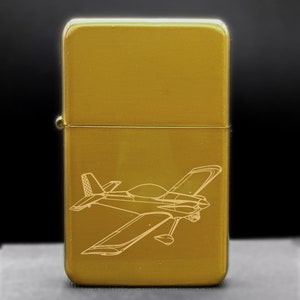Isqueiro de latão revestido American Vans RV 4 Aircraft Pilots - Escolha de cores - Ideia de presente para fumantes com tema de piloto de aviação premium