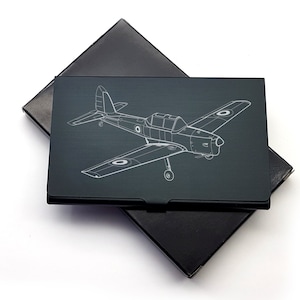 Personalisierte Chipmunk Flugzeug Schwarz Kredit Debit Visitenkartenhalter - Vintage Pilot Restaurierung Museum Marketing Geschenkidee