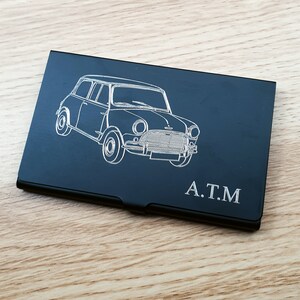 Vintage Mini Cooper Schwarz Kredit Debit Visitenkartenhalter - Vintage Oldtimer Verkaufsevent Marketing Idee