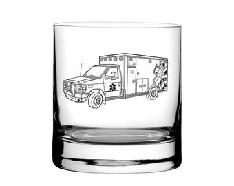 US EMS Ambulance Tumbler Glass |  Ideal Personalised Emergency Medical Retirement Wedding Birthday Gift | Select Style