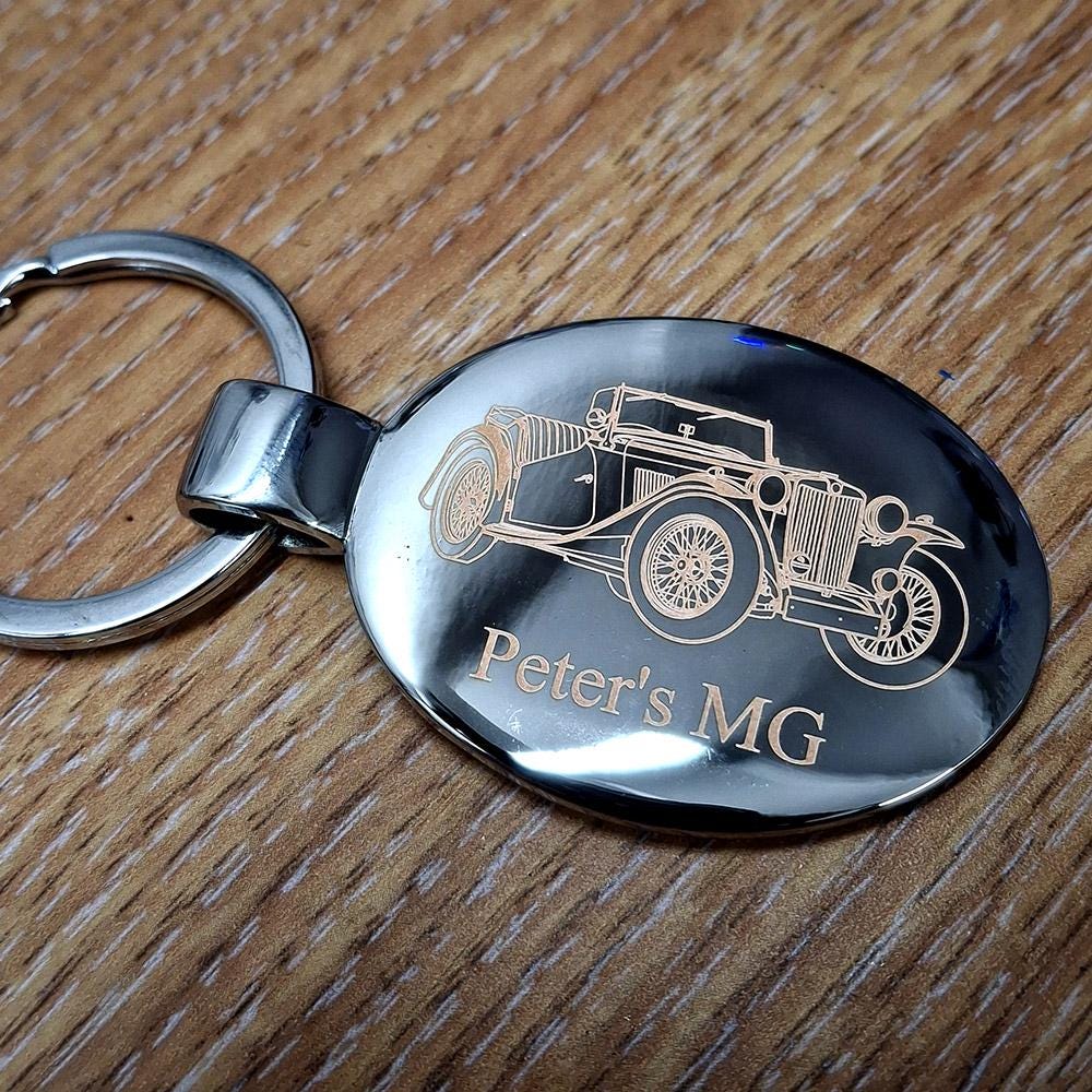 Personalised 1946 MG TC Car Keyring - Choose Design - Driver Car