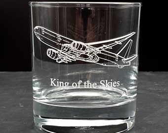 Boeing 777 300ml 10.5oz Tumbler Whisky Glass - Commercial Aviation Pilot Stewardess Engineer Birthday Retirement Trophy Gift idea.
