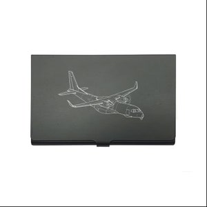 Gravierte Aircraft C295 Aircraft Black Credit Visitenkartenhalter - Military Air Transport Themed Pilot Luftfahrt Themed Marketing Sales Tool