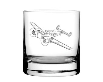 Vintage Beechcraft 18 Aircraft Tumbler Glass |Themed Aviation Gift for Pilot Birthday, Christmas, Wedding, Retirement | Select Style