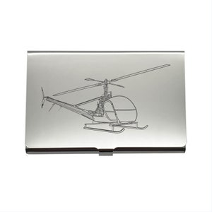 Personalised Hiller Uh12 Helicopter Card Holder - Business Credit Card Case - Military Vintage Aviation Themed Pilot Mechanic Gift Idea