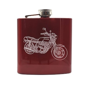 Personalised KAW KZ1300 Motorcycle Hip Flask - Choice of Colours - Superb Engraved Bikers Gift Idea