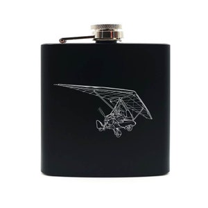 Pegasus Microlight Trike Hip Flask - 6oz Choice of Colours - Kite Flying Aviation Themed Birthday Wedding Gift Idea