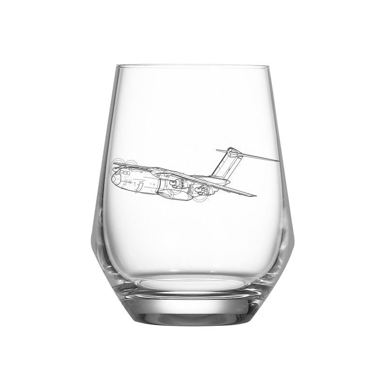 Personalised Airbus A400M Atlas Aircraft Wine Glass  - Choose Design - Military Pilot Aviation Engineer Birthday Wedding Retirement Gift