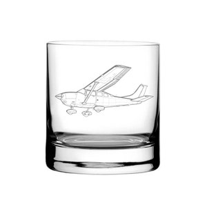 Cessna 206 Aircraft Glass 300ml 10.5oz Whisky Tumbler - Great Pilot Aircraft Mechanic Birthday Retirement Wedding Gift - Gift Boxed
