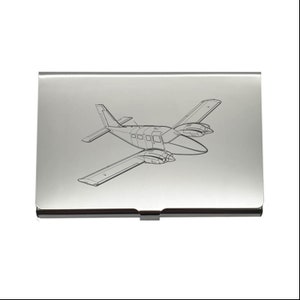Porta-cartões de crédito empresarial personalizado PA34 Seneca Aircraft Steel - Flying Group Flight School Pilot Marketing Freelance Instructor Gift