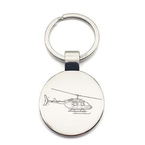 Personalised Bell 206 Long Ranger Helicopter Keyring  - Choose Design - Rotor Pilot Aviation Themed House Keys Keychain Work Office Gift