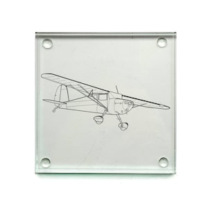 Personalised Cessna 120 Aircraft Glass Drinks Coaster -  Perfect for Pilot, Simulator or Aviation Enthusiasts at Home Office Fly club
