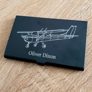 Porta-cartão de visita personalizado Cessna 150 Aeronave Preto Crédito Débito - Piloto Flying Group Scool Instructor Marketing Gift Idea