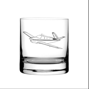 Beechcraft Bonanza Aircraft Glass 300ml 10.5oz Whisky Tumbler - Great Pilot Aircraft Mechanic Birthday Retirement Wedding Gift - Gift Boxed