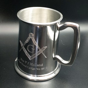 Freemasons Masonic Regalia One Pint Pewter Tankard - Superb Masons Diamond Cut Gift or Award - 4 Designs to choose from