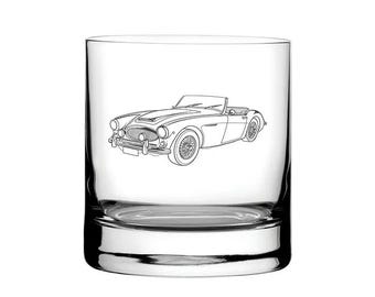 Austin Healey 3000 Car Tumbler Glass | Vintage Automobile Themed Driver Gift Birthday, Christmas, Wedding, Retirement | Select Style