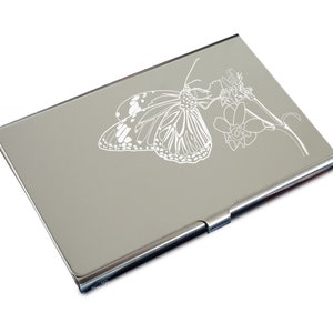 Schmetterling & Pflanzen Blume Natur Themen Stahl Kredit Debit Visitenkartenhalter - Hervorragendes Geschenk für Naturarbeiter und Forstarbeiter