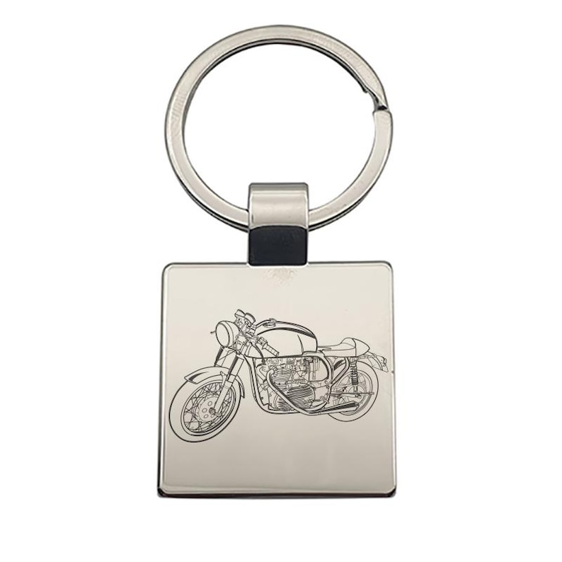 Personalised Vintage Café Racer Motorcycle Keyring - Choose Design ...