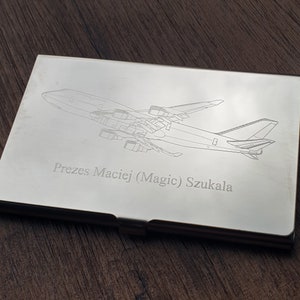 Gepersonaliseerde Boeing 747 Aircraft Steel Card Holder - Perfect relatiegeschenkidee voor piloten, luchtvaartenthousiastelingen, Stewdess en meer