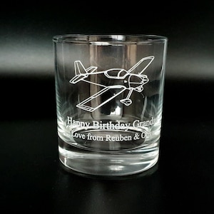 American Vans RV Aircraft 300ml 10.5oz Tumbler Whisky Glass - 2 Designs to Choose RV4 RV6 RV10 - Great Pilot Aircraft Mechanic - Gift Boxed